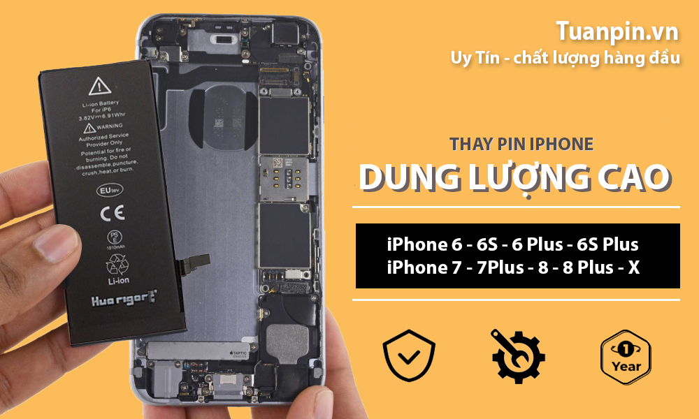 Thay Pin Pisen Dung Lượng Cao iPhone 6 Plus Chính Hãng